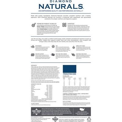 Alimento seco para cachorros de razas pequeñas y medianas Naturals, bolsa de 40 lb