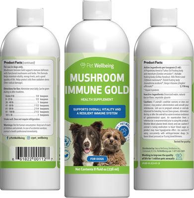 Mushroom Immune GOLD Bacon Flavored Liquid Immune Supplement for Cats & Dogs, 8-oz bottle