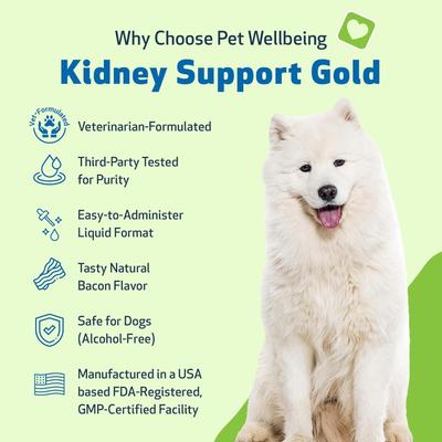 Kidney Support GOLD Bacon Flavored Liquid Kidney Supplement for Dogs & Cats, 2-oz bottle