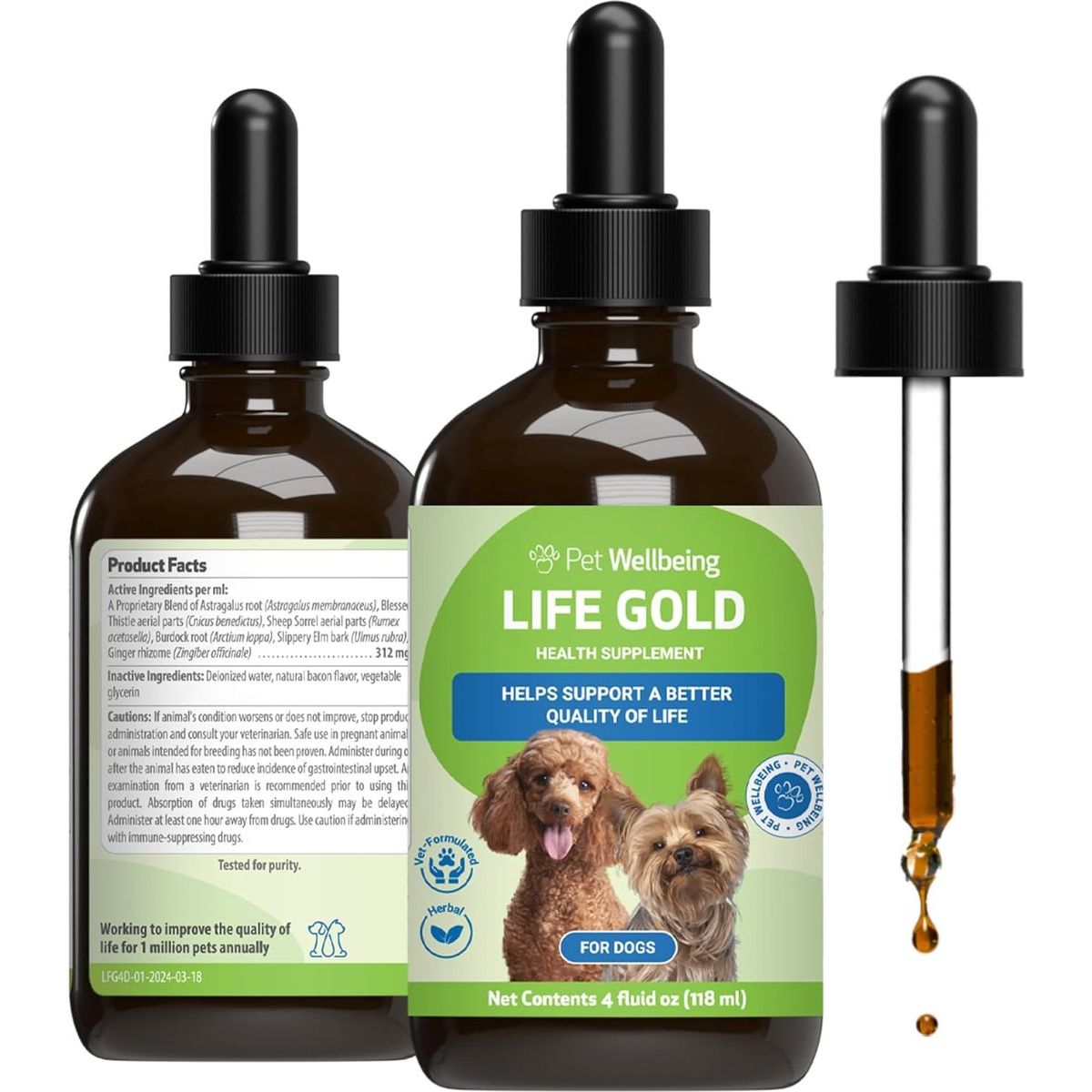 REV Life GOLD Liquid Immune Supplement for Dogs, sabor Tocino. 120 ml. - Pet Wellbeing