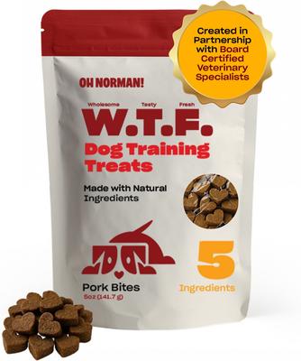 WTF - Premios suaves y masticables para entrenamiento con sabor a cerdo para perros, bolsa de 5 oz