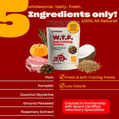 WTF Pork Flavored Training Soft & Chewy Dog Treats, 5-oz bag