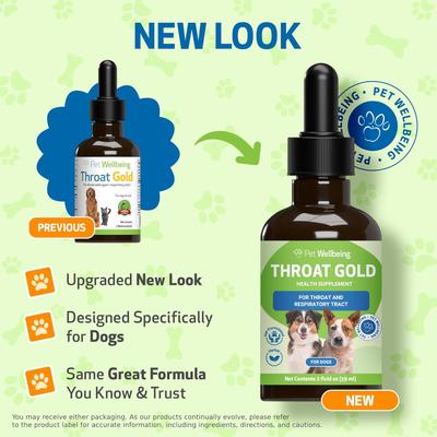 Throat Gold Bacon Flavored Liquid Respiratory Supplement for Dogs & Cats, 2-oz bottle, Green