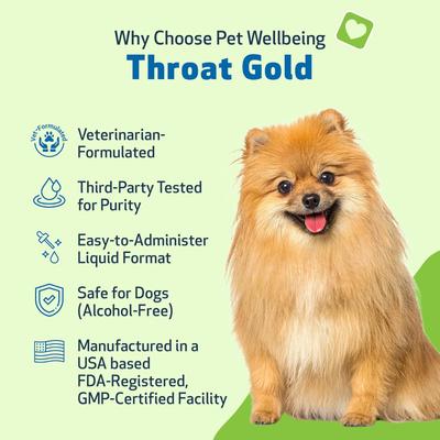 Throat Gold Bacon Flavored Liquid Respiratory Supplement for Dogs & Cats, 2-oz bottle, Green