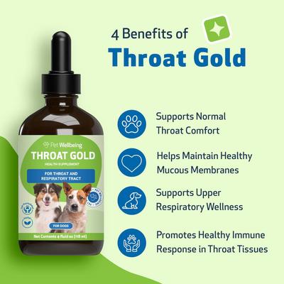 Throat Gold Bacon Flavored Liquid Respiratory Supplement for Dogs & Cats, 4-oz bottle