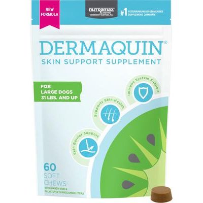 Suplemento masticable de vitaminas Dermaquin Skin Support para perros grandes, 60 unidades