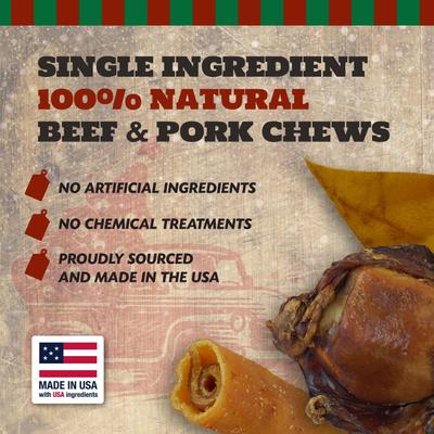 Christmas Stocking 6 Piece Variety Pack Dog Natural Chew Treats with Holiday header, 6.6-oz