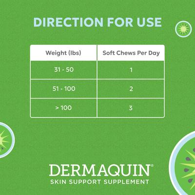 Dermaquin Skin Support Vitamins Chew Supplement for Large Dogs, 60 count