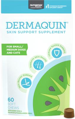Dermaquin Skin Support Vitamins Chew Supplement for Small & Medium Dogs & Cats, 60 count
