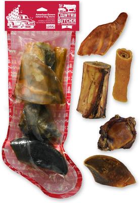 Christmas Stocking 5 Piece Variety Pack Dog Natural Chew Treats with Holiday header, 10.8-oz