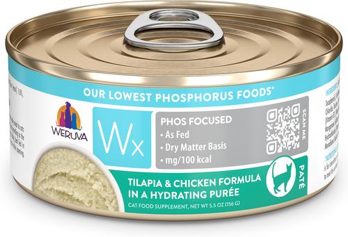 Wx Phos Focused Tilapia & Chicken Formula Grain-Free Puree Wet Cat Food, 5.5-oz can, 8 count