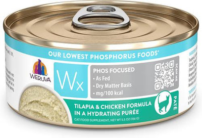 Wx Phos Focused Tilapia & Chicken Formula Grain-Free Puree Wet Cat Food, 5.5-oz can, 8 count