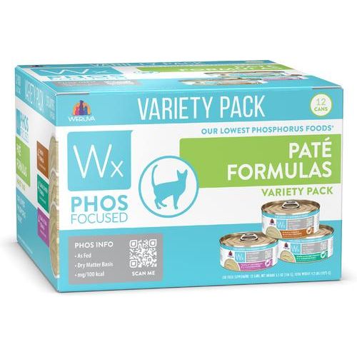 Alimento húmedo para gatos Wx Phos Focused Chicken Formula en salsa sin cereales, lata de 3 oz, caja de 12