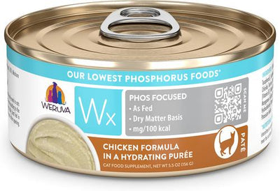 Comida húmeda para gatos Wx Phos Focused Chicken Formula Grain-Free Puree, lata de 5.5 oz, 8 unidades