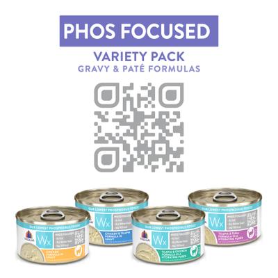 Wx Phos Focused Pate & Gravy Variety Pack Grain-Free Wet Cat Food, 3-oz can, case of 12