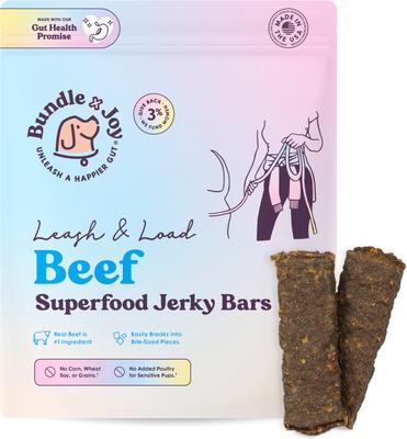 Leash & Load Beef Grain-Free Superfood Bars Jerky Dog Treats, 16-oz bag