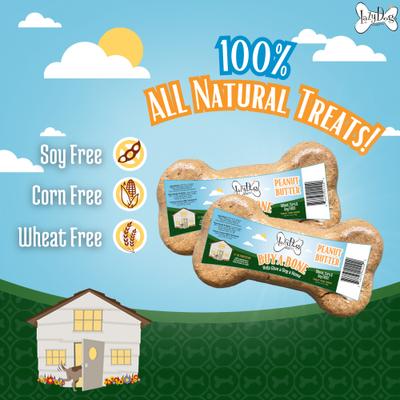 Compre un hueso y ayude a darle un hogar a su perro. Galletas crujientes horneadas con mantequilla de maní sin cereales para perros adultos, 2.75 oz