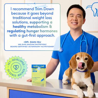Native Pet, GutWell Trim Down, Prebióticos + L-Carnitina + Probióticos + Postbióticos para Peso y Metabolismo, Perros, 60 scoops
