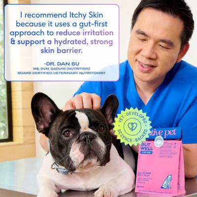 Native Pet, GutWell Itchy Skin, Prebióticos + Probióticos + Postbióticos + Zinc + Vitamina E para Piel e Inmunidad, Perros, 60 / 120 scoops