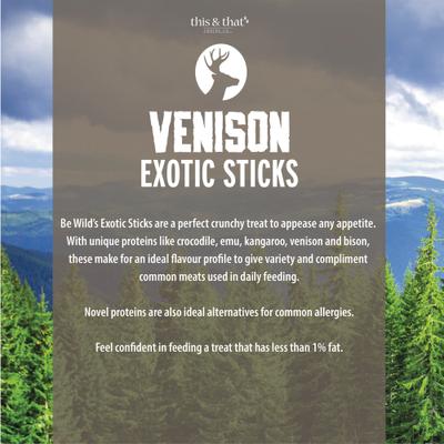 Exotic Venison Dog Sticks, 3.5-oz bag