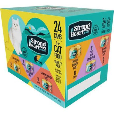 Alimento húmedo para gatos con pollo, ternera y salmón, paquete variado, 3 oz, caja de 24