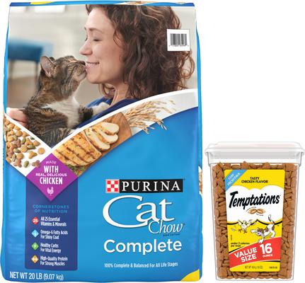 Bundle: Purina Friskies Seafood & Chicken Pate Favorites Variety Pack Wet Food + Cat Chow Complete Dry Cat Food