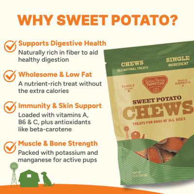 Sweet Potato Chews Dehydrated Dog Treats, 32-oz bag