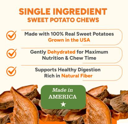 Sweet Potato Chews Dehydrated Dog Treats, 32-oz bag