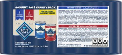 Bundle: Blue Buffalo's Stew Chicken & Beef Variety Pack + Homestyle Recipe Chicken & Beef Wet Dog Food