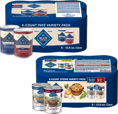 Bundle: Blue Buffalo's Stew Chicken & Beef Variety Pack + Homestyle Recipe Chicken & Beef Wet Dog Food