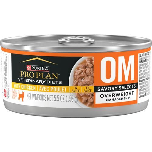 Alimento húmedo para gatos OM Overweight Management Savory Selects, 5.5 oz, caja de 24