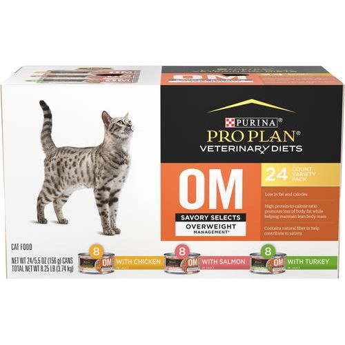 Alimento húmedo para gatos OM Overweight Management Savory Selects, 5.5 oz, caja de 24