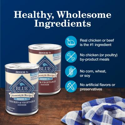 Homestyle Recipe Variety Pack Senior Natural Ingredients Beef Dinner & Chicken Dinner Canned Wet Dog Food, 12.5-oz can, 6 count