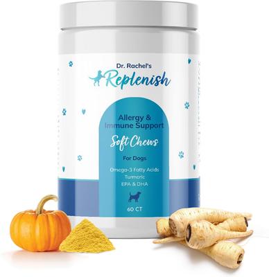 Suplemento masticable suave para aliviar la picazón y las alergias en perros, 60 unidades