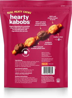 Oinkies Hearty Kabobs with 100% Real Chicken & Duck Carrot & Sweet Potato Rawhide-Free Natural Dog Treats, 36 count