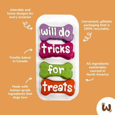 Will Do Tricks for Treats Cookies Dog Crunchy Treats, 4-oz bag, 4 count