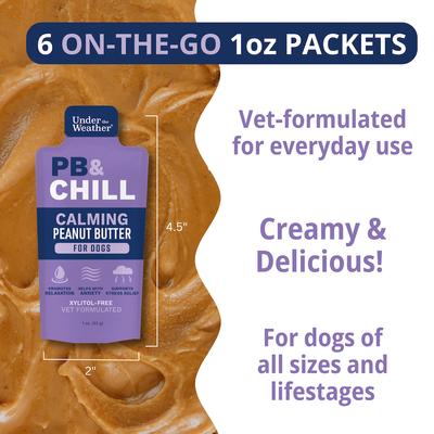PB & Chill Peanut Butter Calming Gel Supplement for Dogs, 1-oz pouch, case of 6