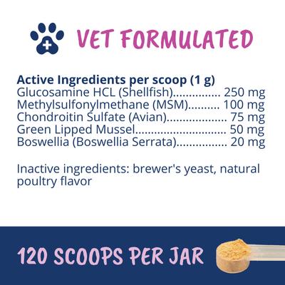 Hip & Joint Powder Supplement for Dogs, 4.23-oz jar