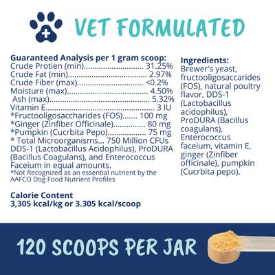 Probiotic Digestive Aid Powder Supplement for Dogs, 4.23-oz jar