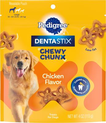 DentaStix Chewy Chunx Chicken Flavor Large Dental Dog Treats, 4-oz pouch