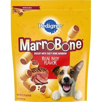 Galletas para perros Marrobone con sabor a carne de res real, bolsa de 6 lb