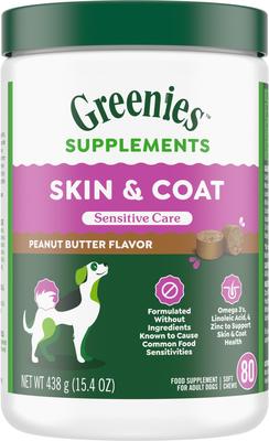 Skin & Coat Sensitive Care Peanut Butter Flavor Supplement for Dogs, 80 count