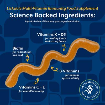Multi-Vitamin Immunity Peanut Butter Flavor Lickable Supplement for Dogs, 6.4-fl oz bottle