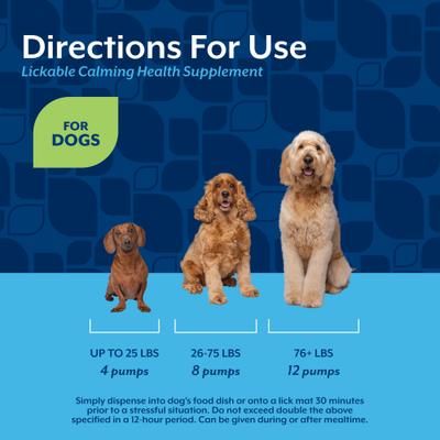 NaturVet, Calming Lickable, suplemento calmante con L-triptófano y melatonina para perros, sabor mantequilla de cacahuate, 189 ml