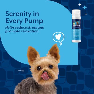 NaturVet, Calming Lickable, suplemento calmante con L-triptófano y melatonina para perros, sabor mantequilla de cacahuate, 189 ml