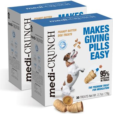 Human-Grade Peanut Butter Crunchy Ice Cream Cone Pill Pouches Dog Treats, 30 count, case of 2