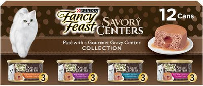 Comida enlatada para gatos Savory Centers Variety Pack, 3 oz, caja de 24