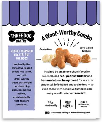 Golosinas para perros Soft Baked Woofers con mantequilla de cacahuete y plátano sin cereales, caja de 13 oz