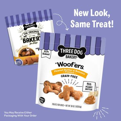 Soft Baked Woofers Grain-Free Peanut Butter Banana Dog Treats, 36-oz bag