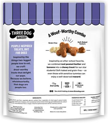Soft Baked Woofers Grain-Free Peanut Butter Banana Dog Treats, 36-oz bag